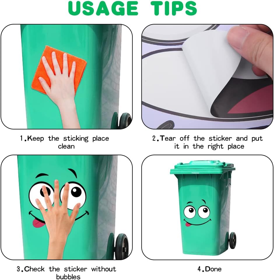 ๐ฑ Eco-Friendly Trash Can Face Sticker Set