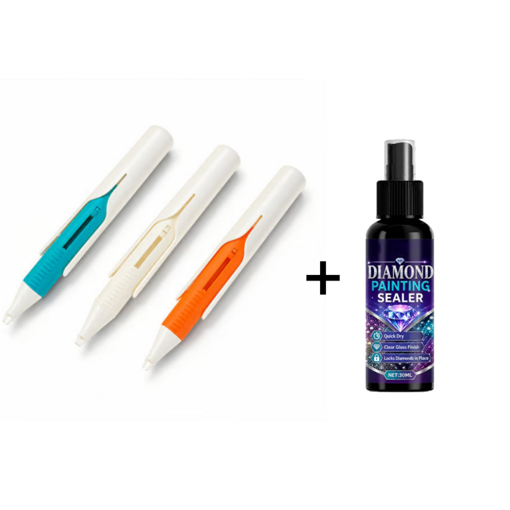 🔥 Last Day 50% OFF – 💎 Automatic Painting Bead Dispenser Pen & Tray Set