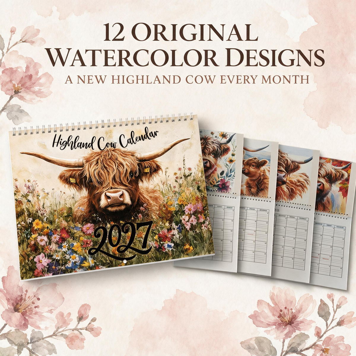 🐮 2027 Highland Cow Calendar – A New Highland Cow Every Month