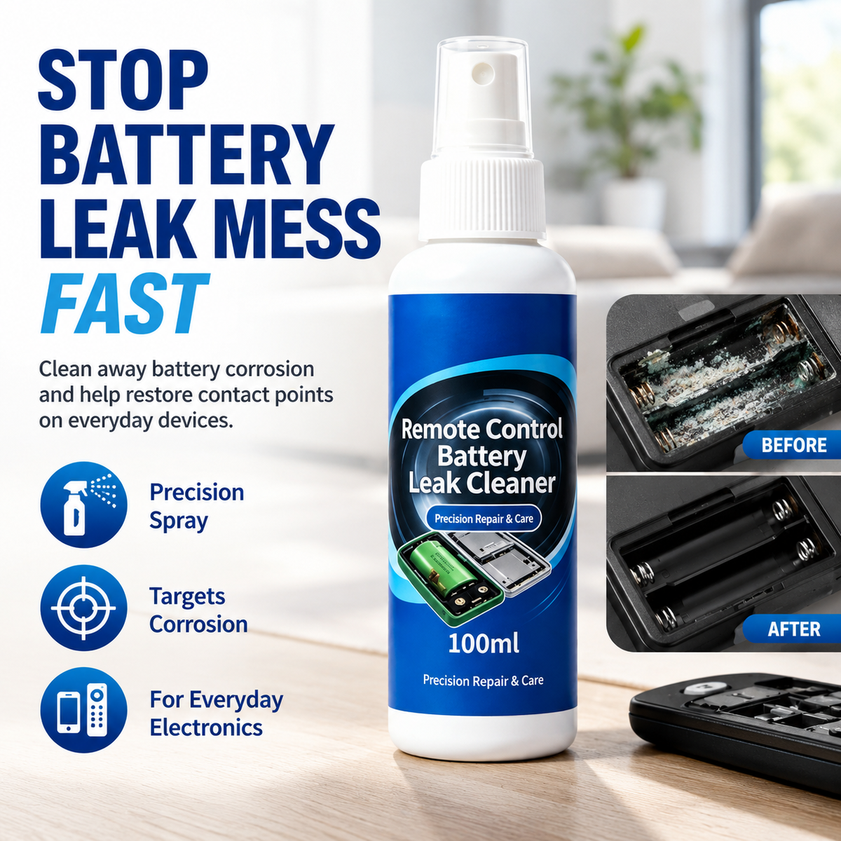 FISHLEANO Battery Compartment Cleaner for Battery Leakage Removal