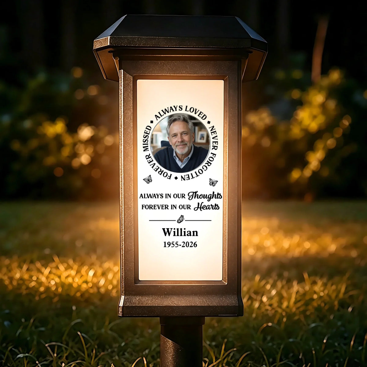 Custom Photo Solar Garden Light - Personalized Memorial Butterfly Garden Sympathy Gift