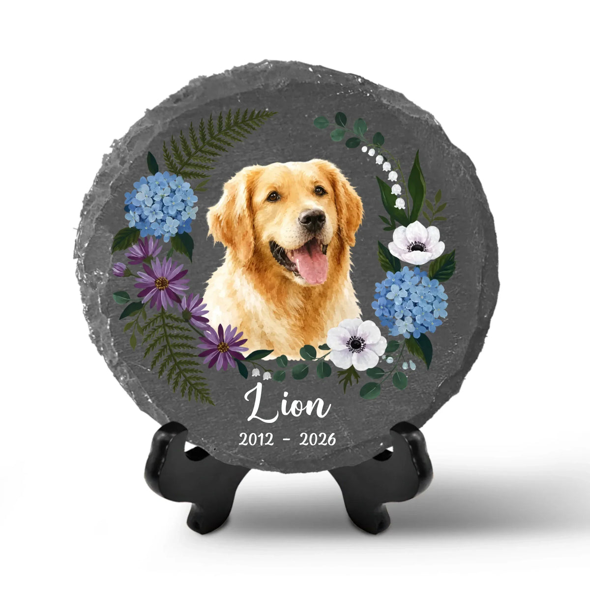 Custom Memorial StoneForever-Personalized Loved,Forever Missed,Pet Loss Gift,-Pet Floral Memorial