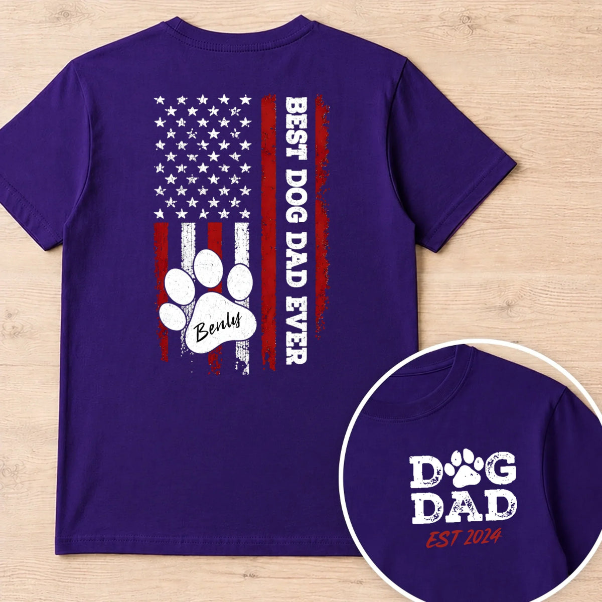 Custom Photo Unisex T-shirt - Personalized America 250th Anniversary, Birthday Gifts For Dog Lovers, Dog Dad - Beloved Dog Dad Ever