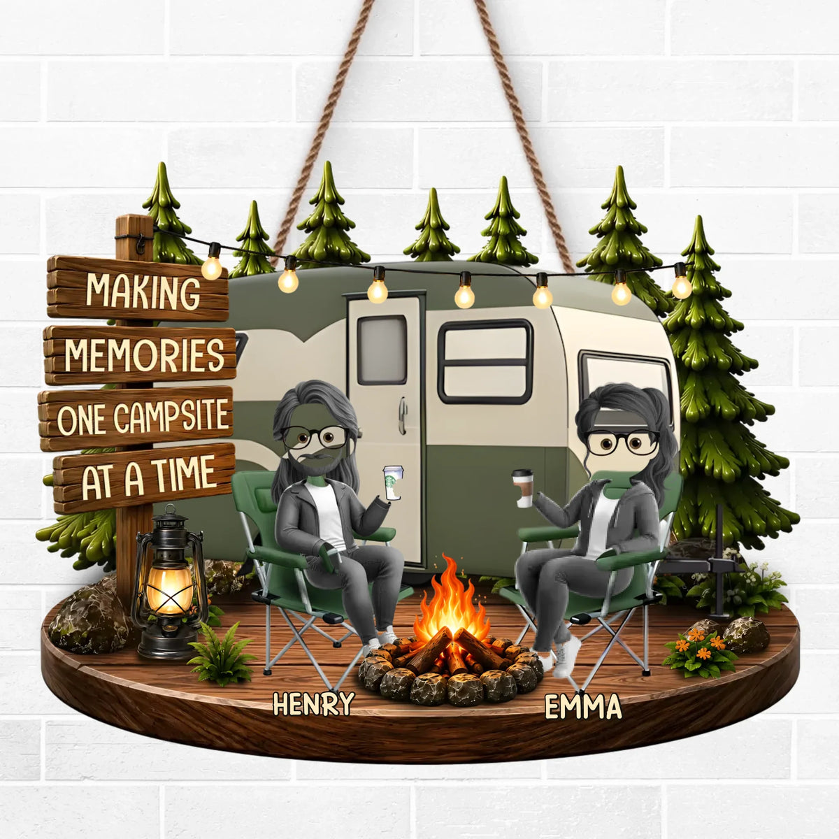 Custom Wood Sign - Personalized Birthday Camping Gifts For Campers, Husband And Wife, Him And Her - Our Favorite Escape Is Together