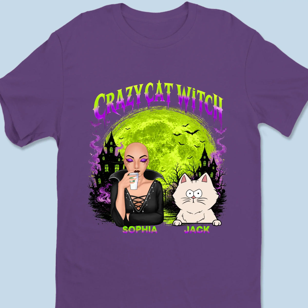 Custom Unisex T-shirt, Premium T-shirt, Hoodie - Personalized Halloween Witchy Gifts For Cat Lovers, Cat Mom And Dad - Meet My Spooky Fur Babies