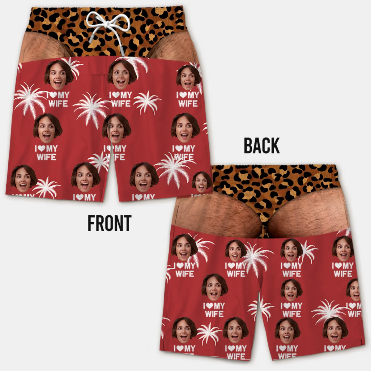 Custom Photo Funny Men Swim Trunks -Personalized Tropical Hawaiian Aloha Men Beach Shorts - Summer Vacation Gift, Birthday Party Gift For Husband