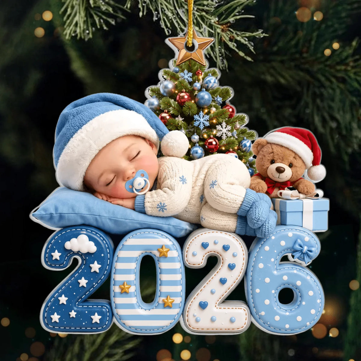 Custom First Christmas Acrylic Ornament - Personalized Christmas Birthday Gifts For Mom, Dad, Brother, Sister - Our Greatest Blessing Ever