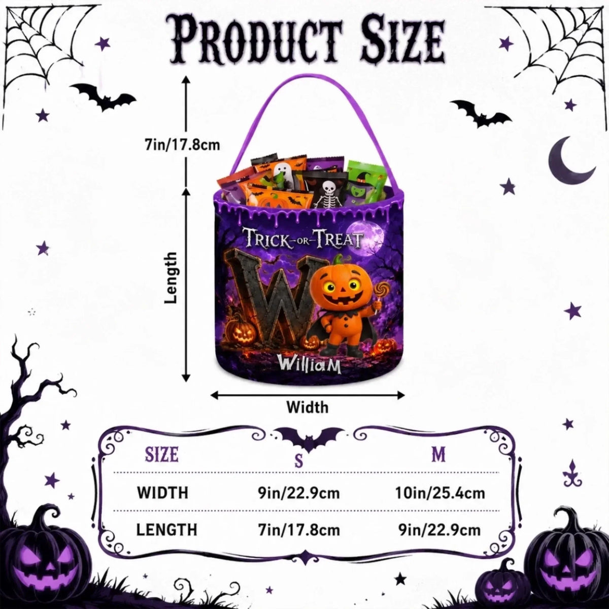 Custom Candy Basket - Personalized Halloween Birthday Gifts For Kids - Trick Or Treat Magic