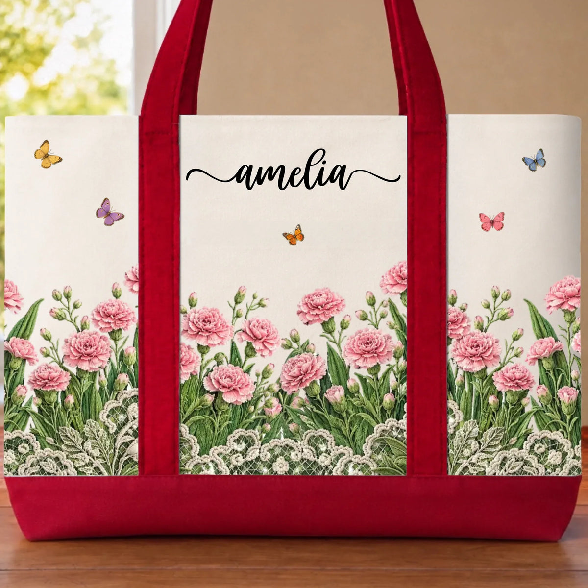 Custom Canvas Tote Bag - Personalized Birthday Gifts For Wife, Daughter, Besties, Sisters, Granddaughter, Grandma, Mom, Yourself - Sweet Floral Bliss On Go