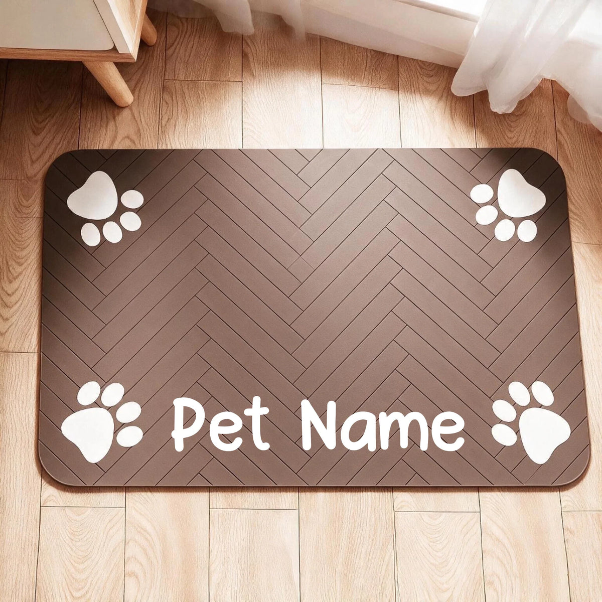 Custom Dog Feeding Pad - Personalized Gifts For Dog Cat Owner & Pet Lover - Slip Paw Print Dog Cat Feeding Mat Quick Dry Waterproof