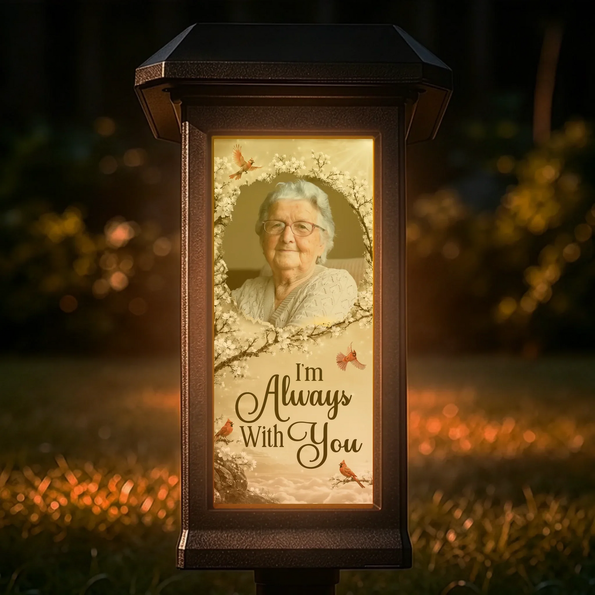 Custom Photo Solar Garden Light - Personalized Memorial Sympathy Gifts For Loss Of Mom, Dad - Gone From Sight Not From Heart