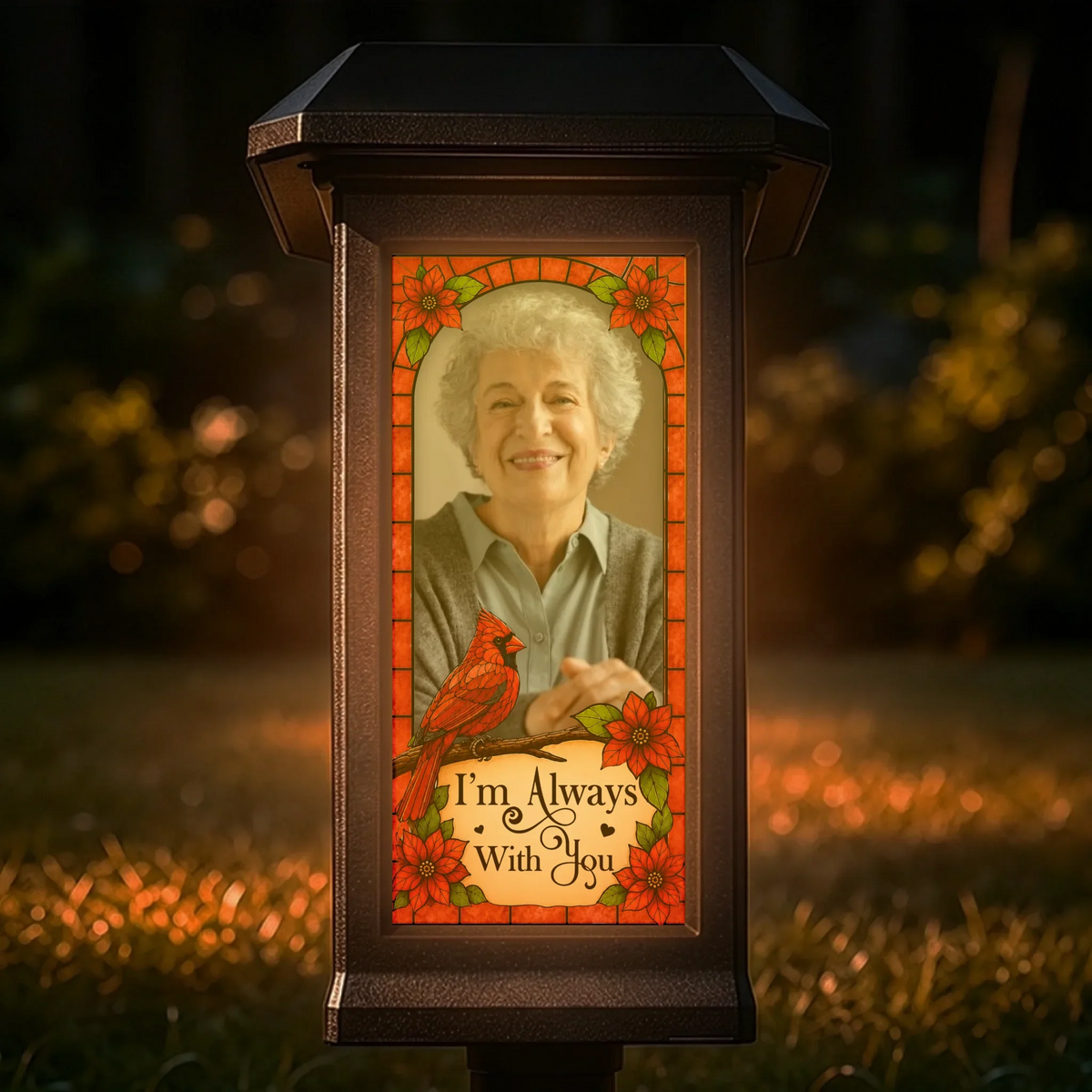 Custom Photo Solar Garden Light - Personalized Memorial Sympathy Gifts For Loss Of Mom, Dad - Always In My Loving Memory