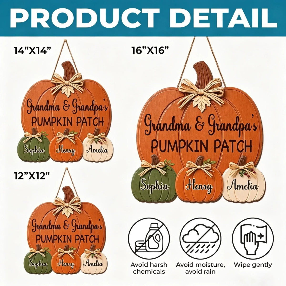 Custom Pumpkin Wood Sign - Personalized Birthday Gifts For Grandma, Grandpa - Cozy Autumn Grandkids