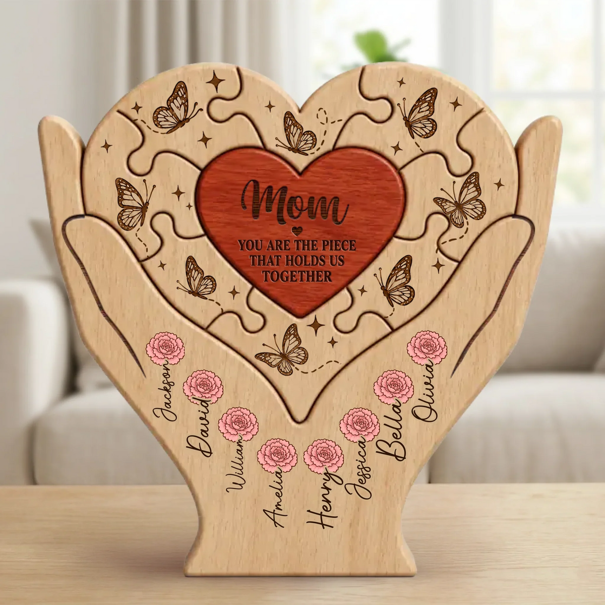 Custom Shaped Wooden Art Puzzle - Personalized Mother's Day Father's Day Birthday Gifts For Mom, Dad, Grandma, Grandpa - Where Every Piece Holds Love