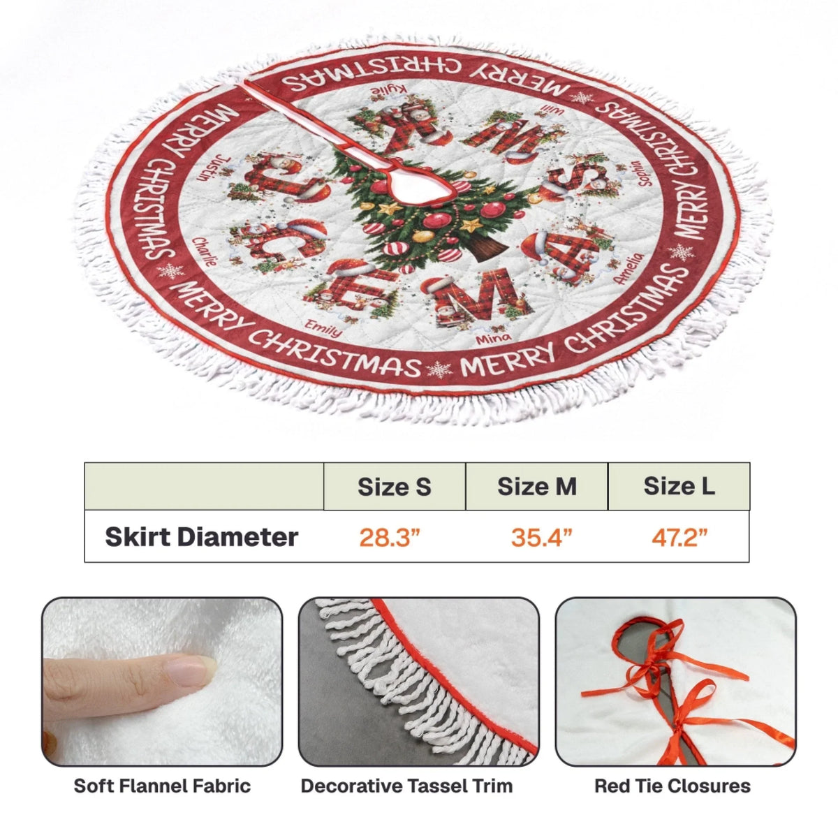 Custom Tree Skirt - Personalized Christmas Gifts For Family Members - Custom Names And Initials
