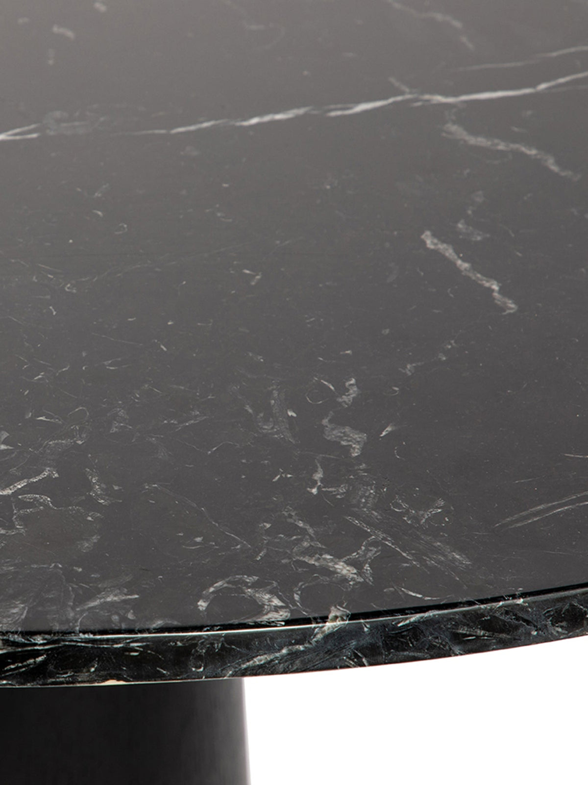 Black marble totem pedestal dining table