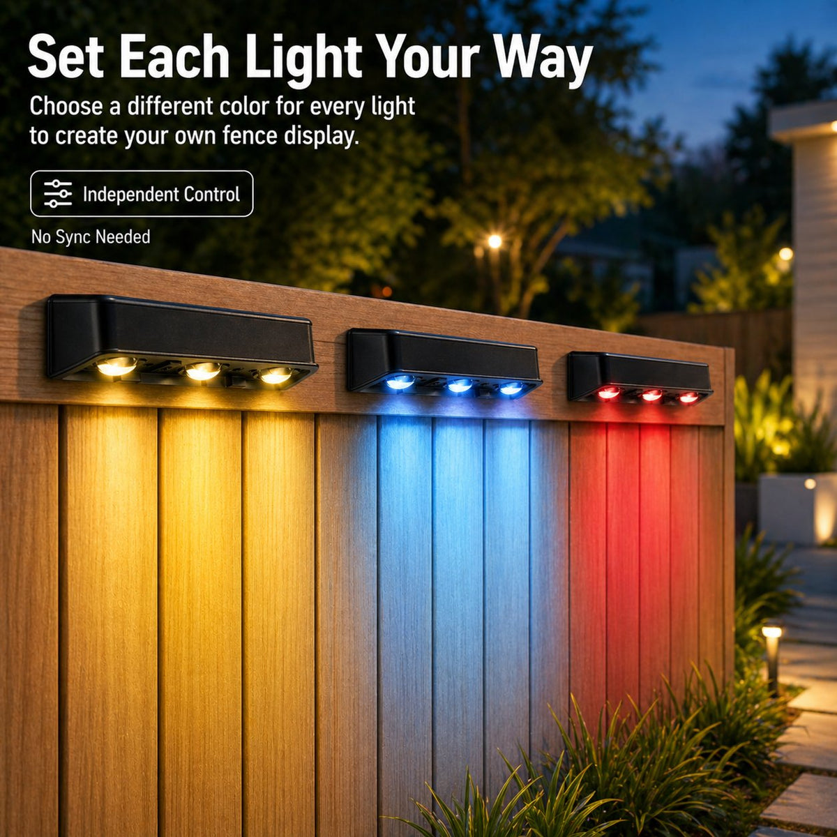 π‘ 7 Colors + RGB Solar Fence Lights
