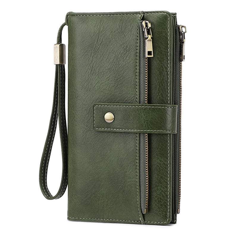 Women's Retro Style RFID Blocking Tri-fold Wallet