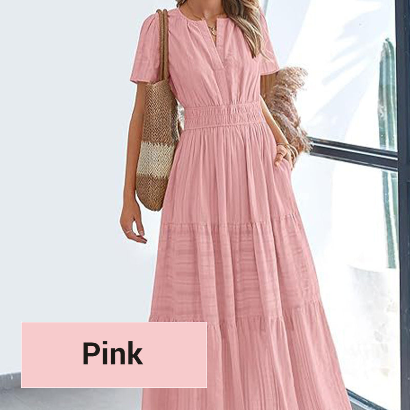 💕HOT SALE 55% OFF💕Women's Boho Chic Smocked Waist Maxi Dress