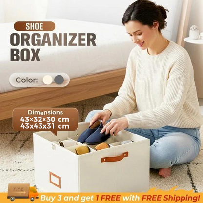 ⏰🔥LIMITED TIME 50% OFF! 👟 Fabric Shoe Organizer Storage Box – Foldable, Large Capacity, Dustproof & Breathable for Closet & Bedroom 🧺✨-UK