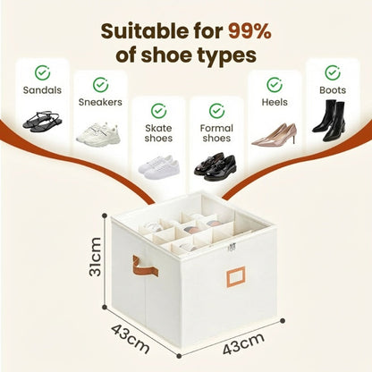 ⏰🔥LIMITED TIME 50% OFF! 👟 Fabric Shoe Organizer Storage Box – Foldable, Large Capacity, Dustproof & Breathable for Closet & Bedroom 🧺✨-UK