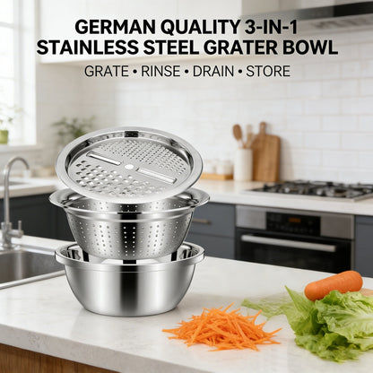 🔥HOT SALE 53% OFF-🌞🍴 German Quality 3-in-1 Stainless Steel Grater Bowl