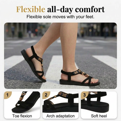 🎁 New Arrival 50% OFF 💥 Women's Round-Toe Flat Breathable Sandals – Soft, Cushioned & Perfect for Summer Days & Holidays 🌸✨