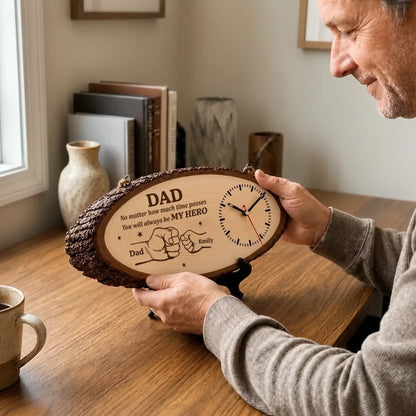 Custom Wooden Clock - Personalized Father's Day Birthday Gifts For Dad, Grandpa - Thankful For Dad Every Day