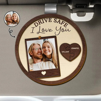 Custom Shaped Car Visor Clip - Personalized Drive Safe Handsome I Need You Here With Me Couple Photo Gift