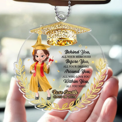 Custom Car Ornament - Personalized Graduation Gifts For Her - Graduation Glow On The Go
