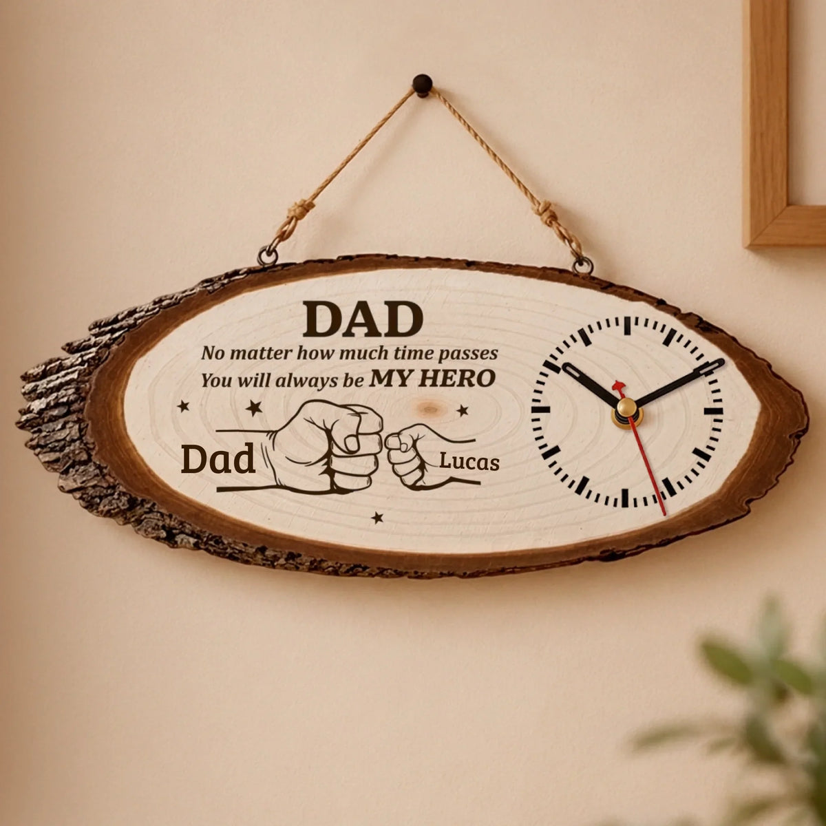 Custom Wooden Clock - Personalized Father's Day Birthday Gifts For Dad, Grandpa - Thankful For Dad Every Day