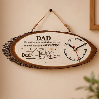 Custom Wooden Clock - Personalized Father's Day Birthday Gifts For Dad, Grandpa - Thankful For Dad Every Day