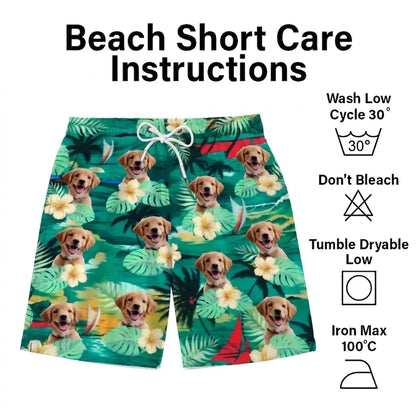 Custom Photo Tropical Hawaiian Aloha Men Beach Shorts - Personalized Summer Vacation And Travel Gifts For Family, Dog Cat Lovers - Life Is Better With Sandy Paws