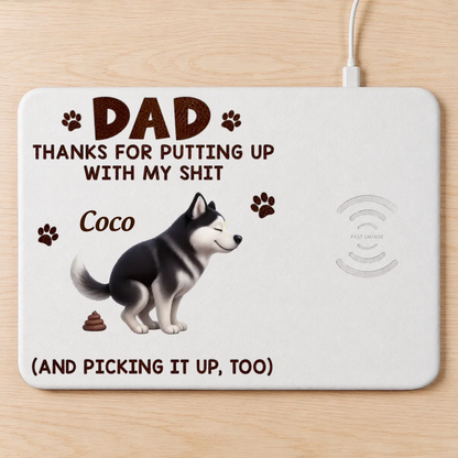 Custom Charging Mat - Personalized Father's Day Birthday Gifts For Dog Cat Lovers, Dog Dad And Mom, Cat Owners - Pet Hair Fully Charged