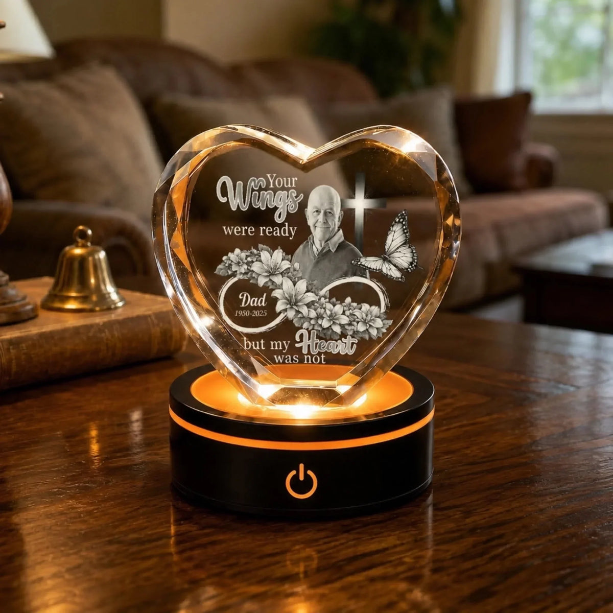Custom Engraved Heart 3D Crystal Photo WithStand-Personalized In Loving Memory Gift WithCustom Photo