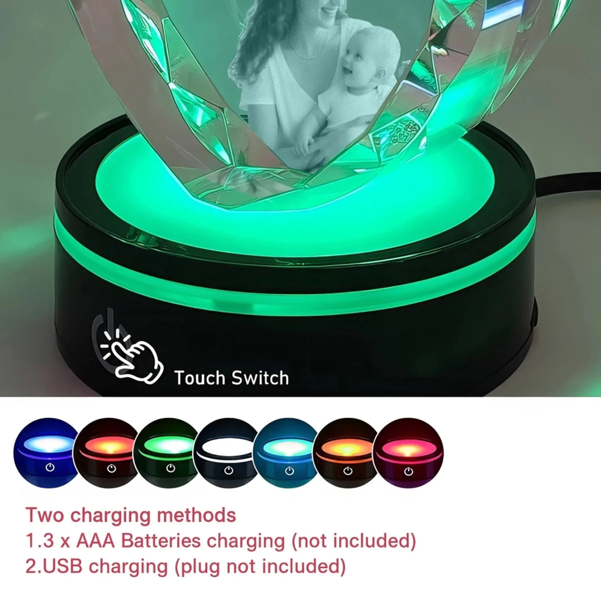 Custom Engraved Heart 3D Crystal Photo WithStand-Personalized In Loving Memory Gift WithCustom Photo