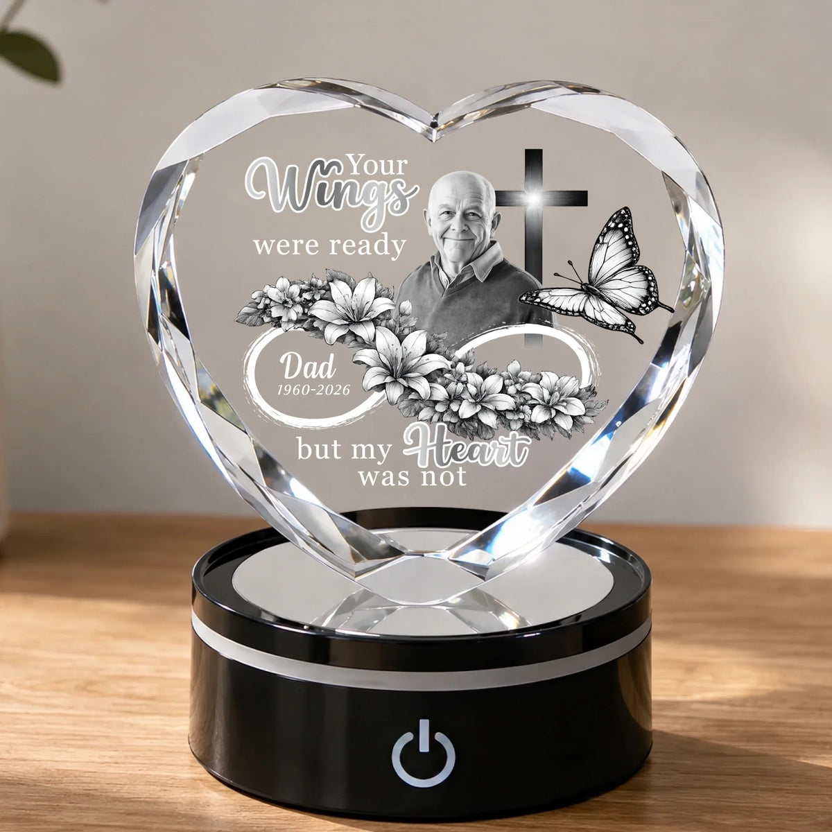 Custom Engraved Heart 3D Crystal Photo WithStand-Personalized In Loving Memory Gift WithCustom Photo