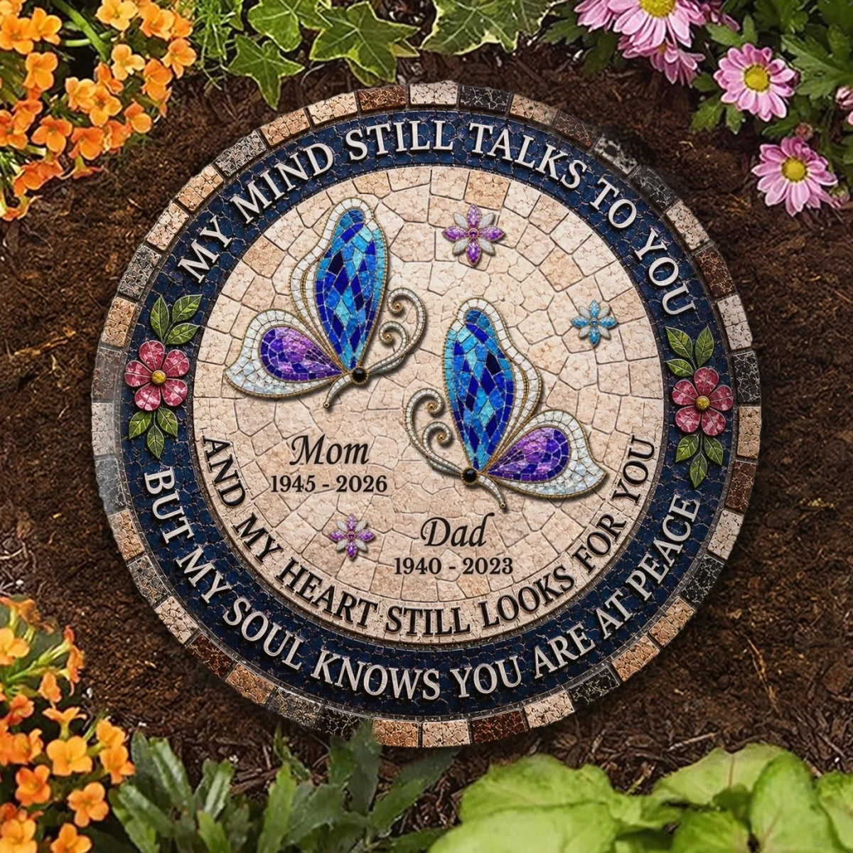 Custom Round Shaped Stone With Stand - Personalized Memorial Sympathy Gifts For Loss Of Mom, Dad - Forever In Loving Memory