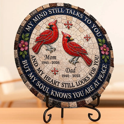 Custom Round Shaped Stone With Stand - Personalized Memorial Sympathy Gifts For Loss Of Mom, Dad - Forever In Loving Memory