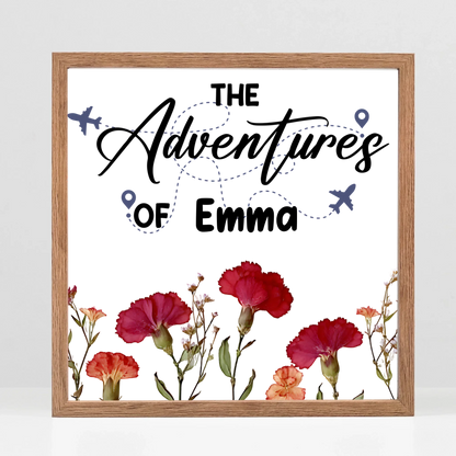 Costom Memory Box-Personalized The Adventure Of Travel Lover Birth Flowers