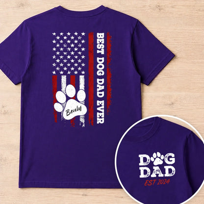 Custom Photo Unisex T-shirt - Personalized America 250th Anniversary, Birthday Gifts For Dog Lovers, Dog Dad - Beloved Dog Dad Ever