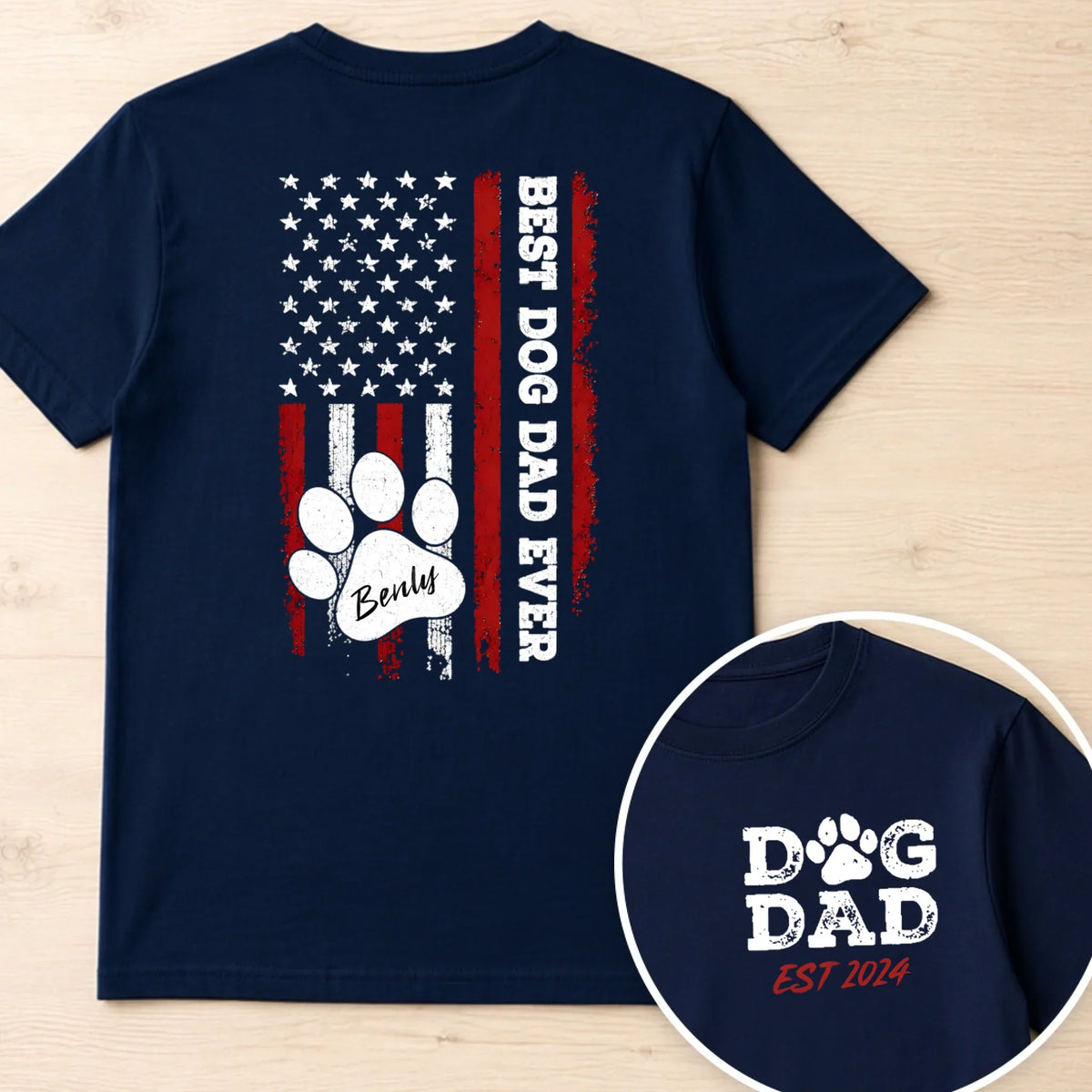 Custom Photo Unisex T-shirt - Personalized America 250th Anniversary, Birthday Gifts For Dog Lovers, Dog Dad - Beloved Dog Dad Ever