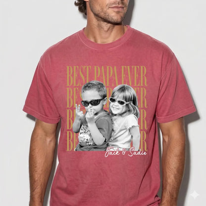 Custom Photo T-shirt-Personalized Father‘s Shirt With Kids Photo, Funny Dad Shirt, Best Dad Ever Shirt, Dad Gift