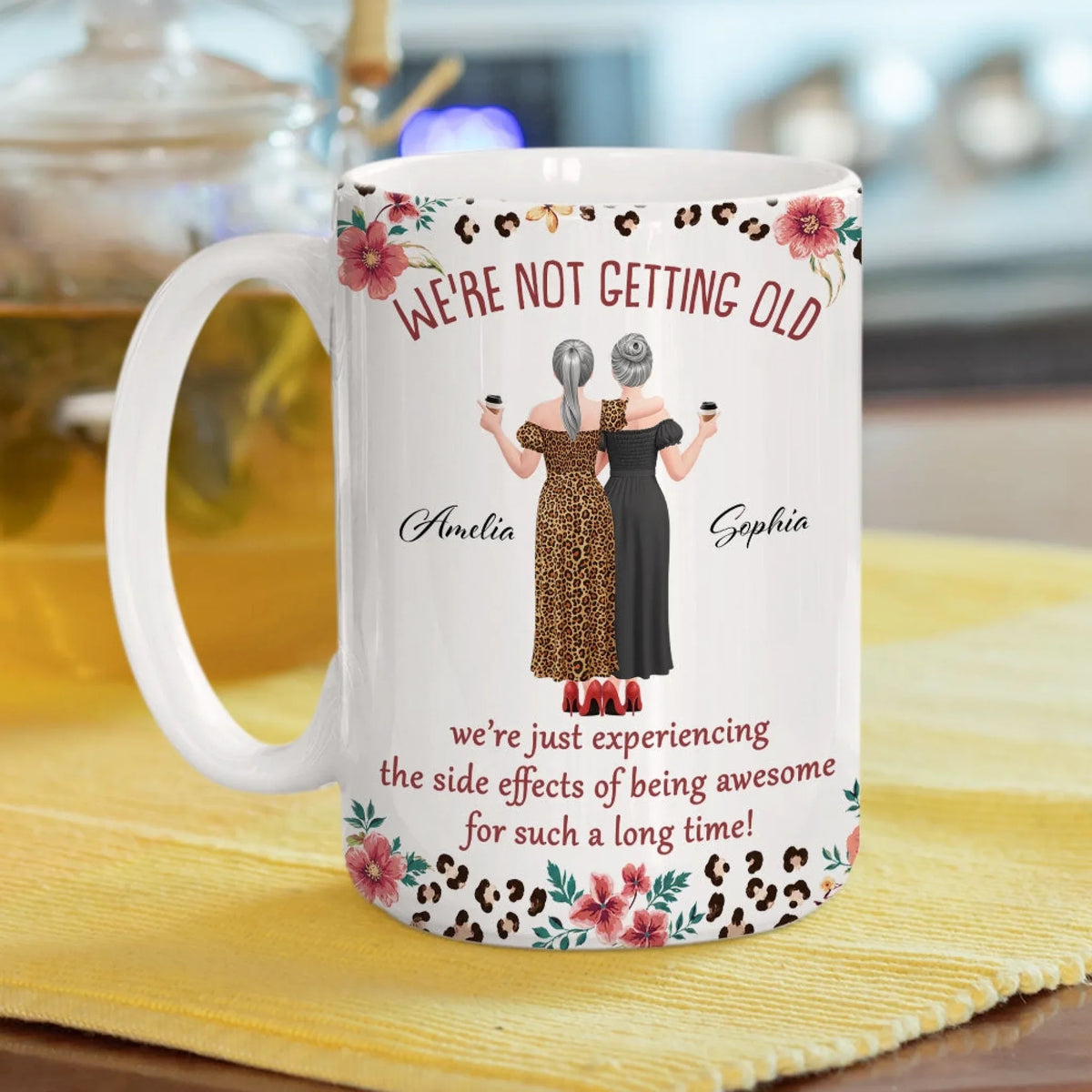 Custom Mug - Personalized Best Friend Birthday Gifts For Women, Besties, Sisters, BFF - Besties Forever For Life