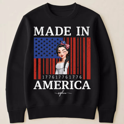 Custom Unisex T-Shirt - Personalized 1776 USA Flag Patriotic Girl Shirt with Name - 4th of July Gift for Her