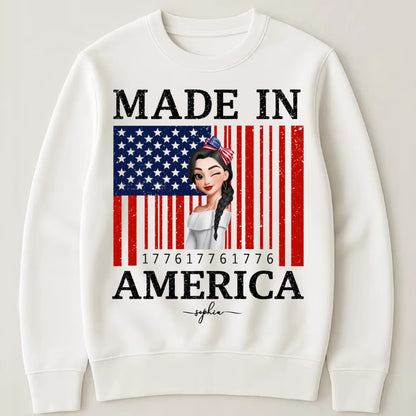 Custom Unisex T-Shirt - Personalized 1776 USA Flag Patriotic Girl Shirt with Name - 4th of July Gift for Her