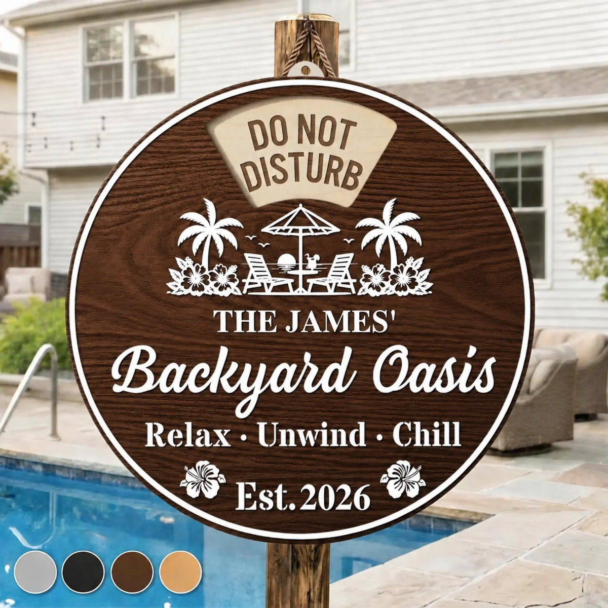 Custom Rotating Wooden Door Sign - Personalized Summer Vacation And Travel Gifts For Mom, Dad, Brother, Sister, Kids - Sun Splash Together