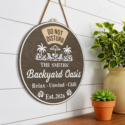 Custom Rotating Wooden Door Sign - Personalized Summer Vacation And Travel Gifts For Mom, Dad, Brother, Sister, Kids - Sun Splash Together