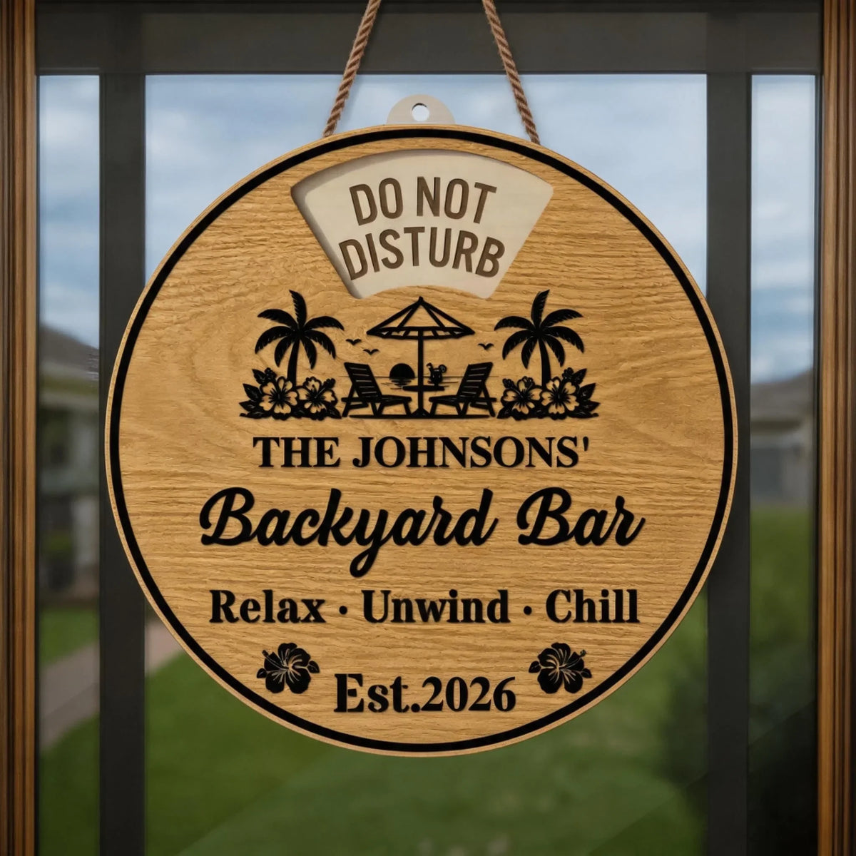 Custom Rotating Wooden Door Sign - Personalized Summer Vacation And Travel Gifts For Mom, Dad, Brother, Sister, Kids - Sun Splash Together