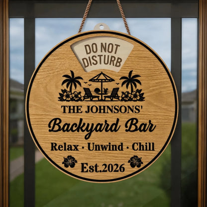 Custom Rotating Wooden Door Sign - Personalized Summer Vacation And Travel Gifts For Mom, Dad, Brother, Sister, Kids - Sun Splash Together